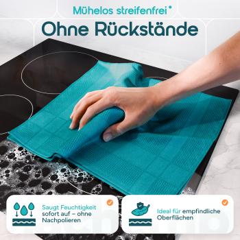 Preview: Microfaser Geschirrtücher petrol 5 Stück Set